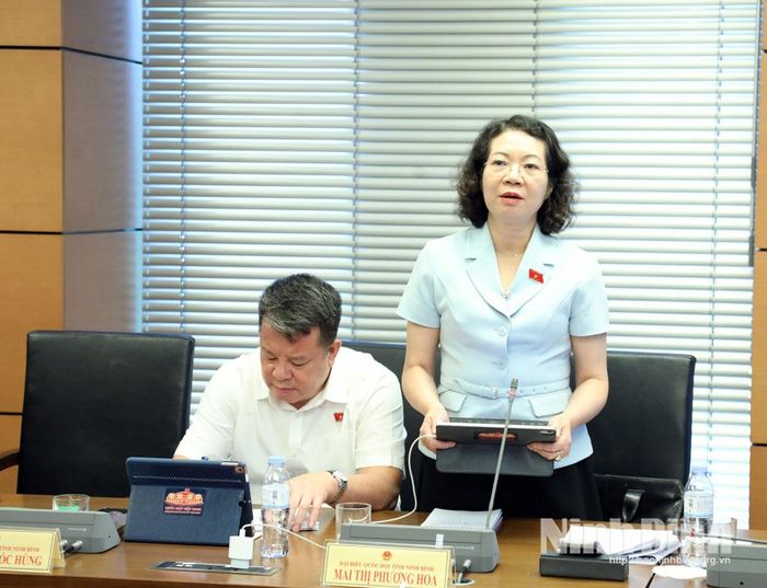 Đại biểu Mai Thị Phương Hoa, Phó Chủ nhiệm Ủy ban Pháp luật và Tư pháp của Quốc hội phát biểu thảo luận.