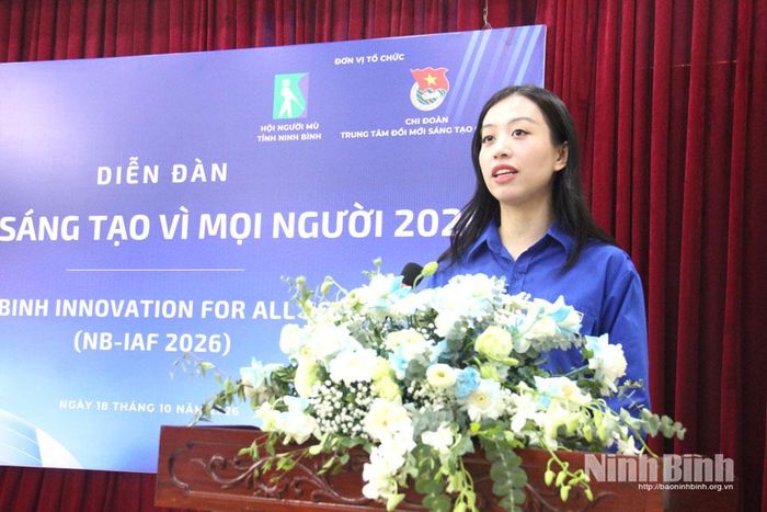 Bí thư Đoàn Thanh niên Trung tâm Đổi mới sáng tạo quốc gia phát biểu tại chương trình.