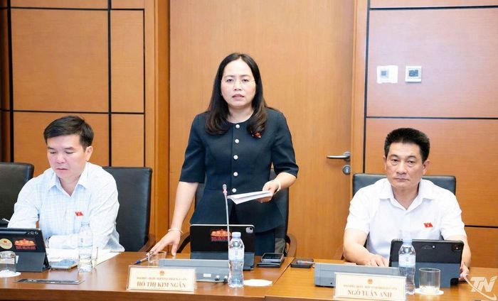 Đại biểu Hồ Thị Kim Ngân thảo luận tại Tổ.