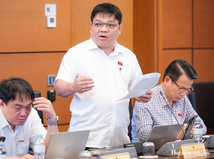 Đại biểu Võ Thanh Tùng, Hiệu trưởng Trường Đại học Khoa học, Đại học Huế góp ý về tự chủ đại học. Ảnh: Đoàn ĐBQH thành phố cung cấp