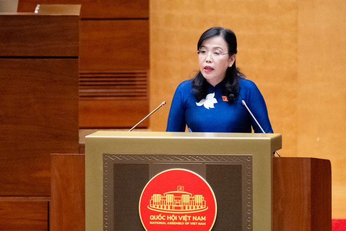 Chủ nhiệm Ủy ban Khoa học, Công nghệ và Môi trường Nguyễn Thanh Hải trình bày Báo cáo thẩm tra. Ảnh Phạm Thắng