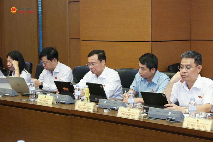 Các ĐBQH tỉnh Gia Lai tham dự thảo luận tổ. Ảnh: An Nhiên