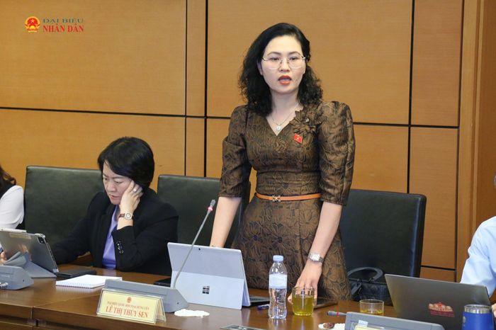 ĐBQH Lê Thị Thúy Sen (Hưng Yên) phát biểu tại thảo luận tổ. Ảnh: Đắc Trường