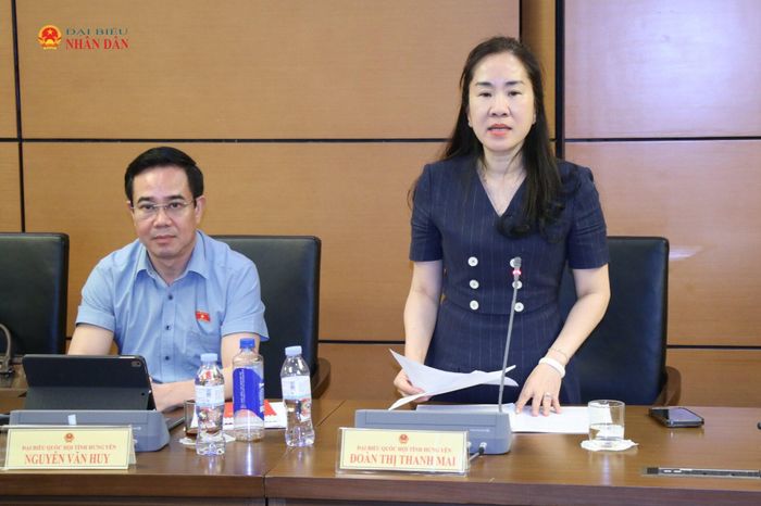 ĐBQH Đoàn Thị Thanh Mai (Hưng Yên) phát biểu tại thảo luận tổ. Ảnh: Đắc Trường