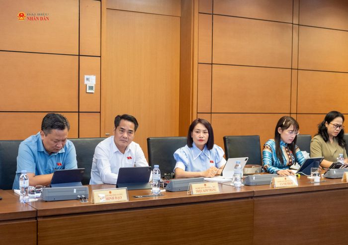 Các ĐBQH tại phiên thảo luận Tổ 16. Ảnh: Mạnh Hưng