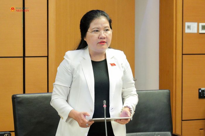 ĐBQH Đinh Thị Phương Lan (Quảng Ngãi) phát biểu. Ảnh Hồ Long