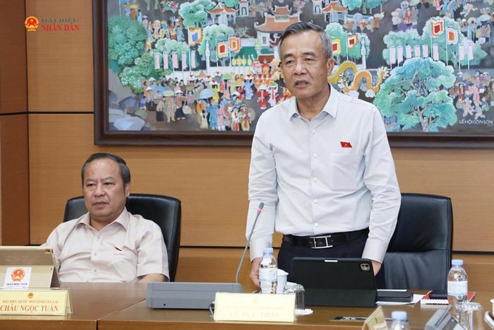 Trưởng Đoàn ĐBQH tỉnh Thanh Hóa Lê Đức Thái phát biểu thảo luận tổ. Ảnh: An Nhiên