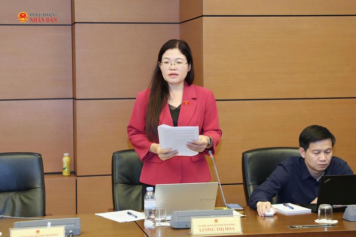ĐBQH Lương Thị Hoa (Thanh Hóa) phát biểu thảo luận tổ. Ảnh: An Nhiên