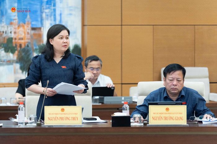 Phó Chủ nhiệm Ủy ban Pháp luật và Tư pháp Nguyễn Phương Thuỷ phát biểu