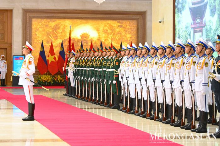 Đội Danh dự Quân đội nhân dân Việt Nam tại lễ đón. Ảnh: Đỗ Thảo - Mekong ASEAN