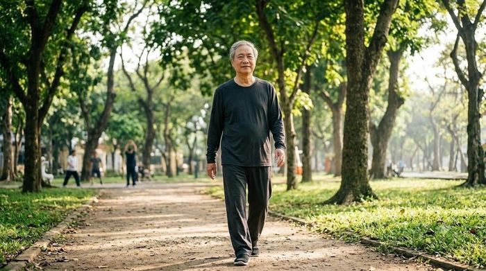 “Hôm nay đi được 3.000 bước, tốt rồi. Hôm nay ăn no khoảng 80%, tốt rồi. Hôm nay gặp chuyện mà không nổi nóng, tốt rồi. Ngày mai tiếp tục”, BS Trương Bá Lễ nói. (Ảnh minh họa: AI)