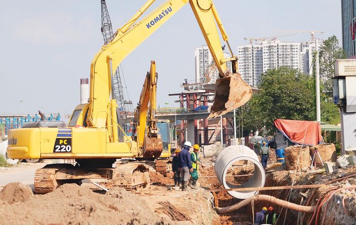 Thi công hệ thống cống thoát nước.