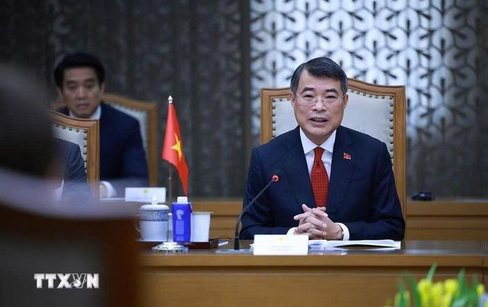 Thủ tướng Chính phủ Lê Minh Hưng phát biểu tại buổi hội đàm. Ảnh: TTXVN