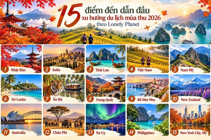 15 điểm đến dẫn đầu xu hướng du lịch mùa thu 2026 theo Lonely Planet
