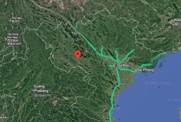 Vị trí 2 trận động đất tại Sơn La sáng 19/10. (Ảnh chụp từ Google Maps)