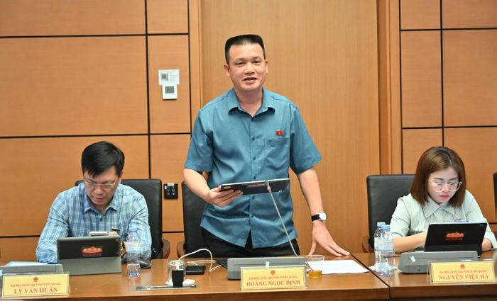 Đại biểu Quốc hội Hoàng Ngọc Định (Đoàn Tuyên Quang) góp ý kiến vào dự thảo Luật.