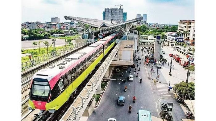 Tàu điện hoạt động trên tuyến đường sắt đô thị Nhổn-ga Hà Nội. (Ảnh: Hà Nội Metro)