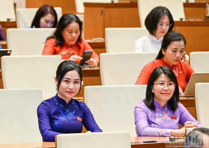 Các nữ đại biểu Quốc hội khóa XVI dự gặp mặt. (Ảnh: DUY LINH)