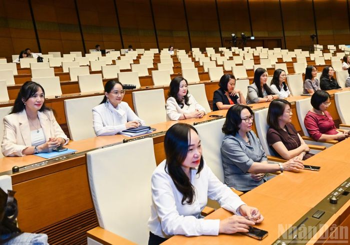 Các nữ đại biểu dự gặp mặt. (Ảnh: DUY LINH)