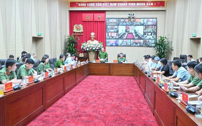 Quang cảnh hội nghị tại hội trường Bộ Công an (ảnh: Cổng TTĐT Bộ Công an).
