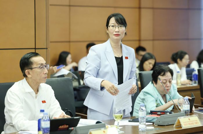  ĐB Trần Thị Diệu Thúy (TPHCM) phát biểu tại tổ. Ảnh: QUANG PHÚC 