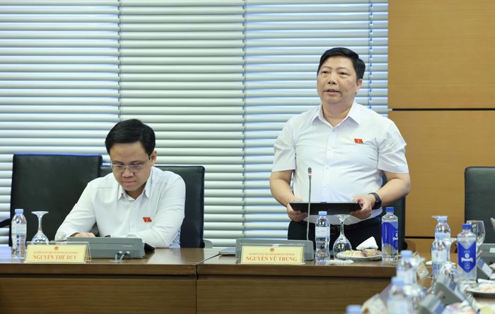  ĐB Nguyễn Vũ Trung (TPHCM) phát biểu tại tổ. Ảnh: QUANG PHÚC 