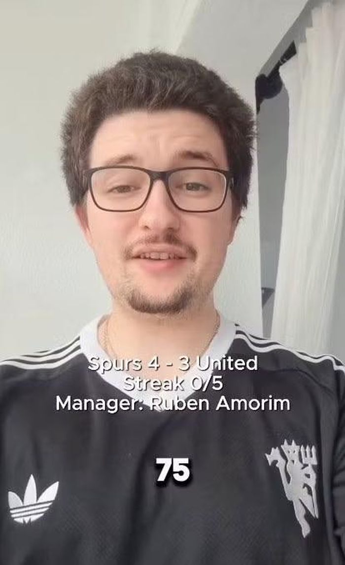 Frank Ilett vẫn để kiểu tóc tương đối gọn gàng khi HLV Ruben Amorim mới tiếp quản Man Utd vào cuối năm 2024. Ảnh: Instagram @theunitedstrand.