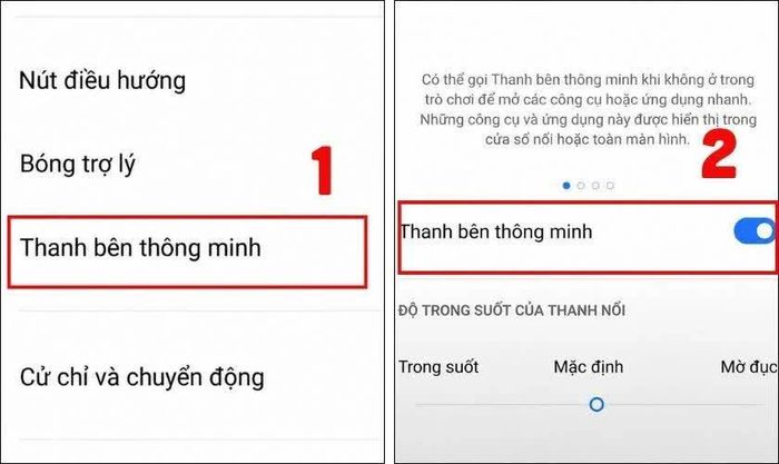 Nhấn vào Thanh bên thông minh.