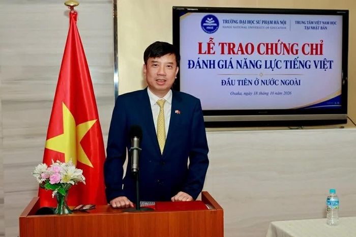 Tổng Lãnh sự Việt Nam tại Osaka Nguyễn Trường Sơn phát biểu tại buổi lễ. (Nguồn: TLSQ Việt Nam tại Osaka)