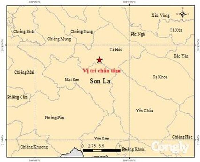 Khu vực xảy ra động đất tại tỉnh Sơn La.