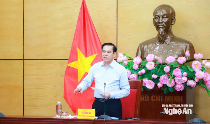 Chủ tịch UBND tỉnh Võ Trọng Hải - Chủ tịch Hội đồng Nghĩa vụ quân sự tỉnh phát biểu kết luận. Ảnh: Thành Duy