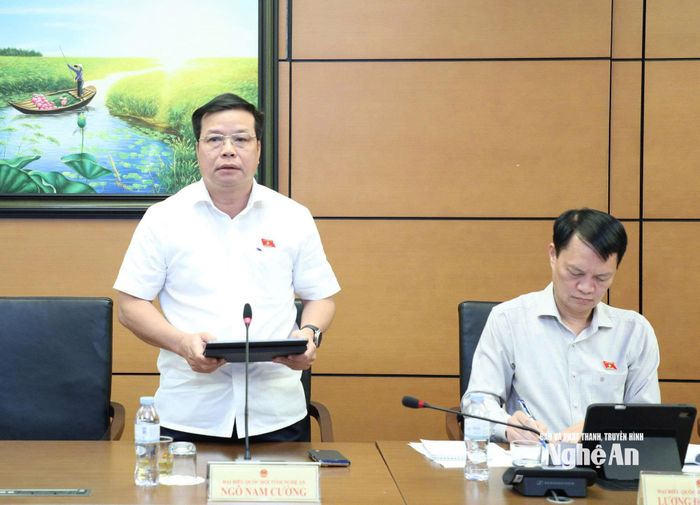 Đại biểu Ngô Nam Cường - Phó Tư lệnh Quân khu 4 phát biểu thảo luận. Ảnh: Khánh Duy