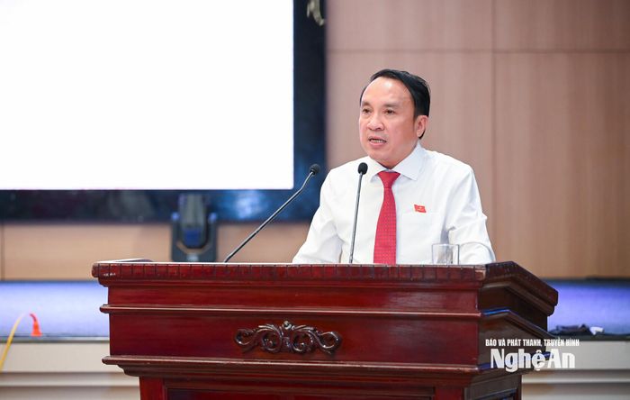 Phó Chủ tịch Thường trực HĐND tỉnh Dương Đình Chỉnh phát biểu kết luận phiên giải trình. Ảnh: Thành Cường