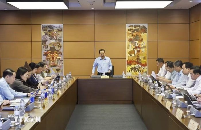Đoàn đại biểu Quốc hội thành phố Quảng Ninh, thành phố Đà Nẵng và tỉnh Cao Bằng thảo luận ở tổ. (Ảnh: Doãn Tấn/TTXVN)