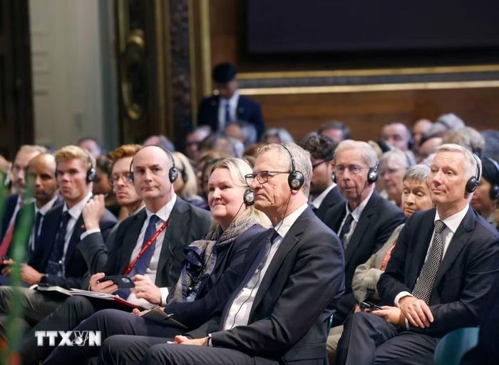 Các đại biểu tham dự cuộc phát biểu chính sách tại Đại học Copenhagen của Tổng Bí thư, Chủ tịch nước Tô Lâm. (Ảnh: Thống Nhất/TTXVN)