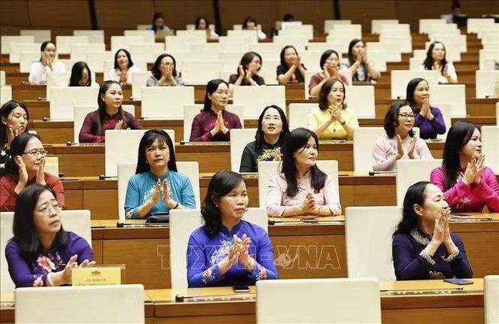 Các nữ đại biểu Quốc hội khoá XVI dự gặp mặt. Ảnh: Doãn Tấn/TTXVN