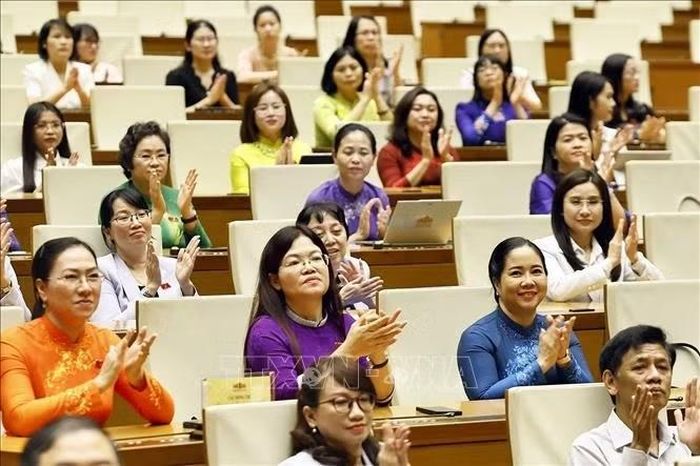 Các nữ đại biểu Quốc hội khoá XVI dự gặp mặt. Ảnh: Doãn Tấn/TTXVN