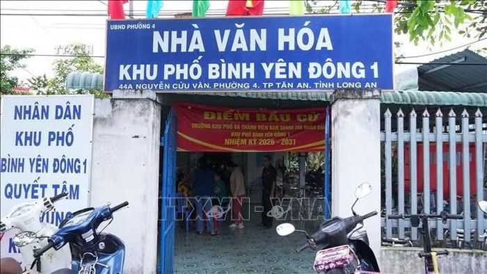 Điểm bầu cử Trưởng khu phố Bình Yên Đông 1, phường Long An, tỉnh Tây Ninh, nhiệm kỳ 2026-2031.