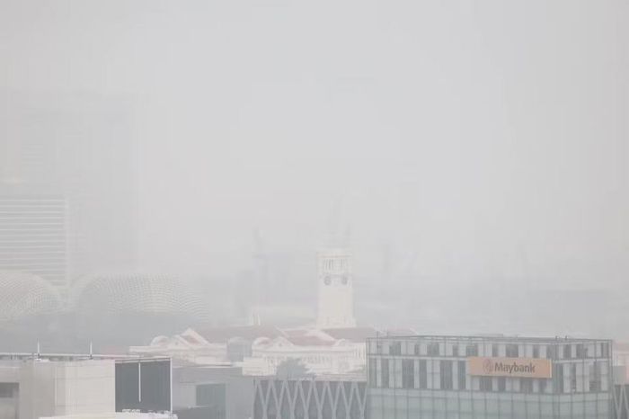 Hình ảnh khói mù tại Singapore. Ảnh: The Straits Times
