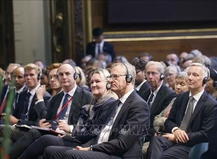 Các đại biểu tham dự cuộc phát biểu chính sách tại Đại học Copenhagen của Tổng Bí thư, Chủ tịch nước Tô Lâm. Ảnh: Thống Nhất/TTXVN