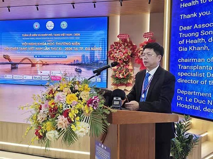 TS.BS Nguyễn Trọng Khoa phát biểu tại hội nghị khoa học thường niên Hội Ghép tạng Việt Nam lần thứ XI – năm 2026.