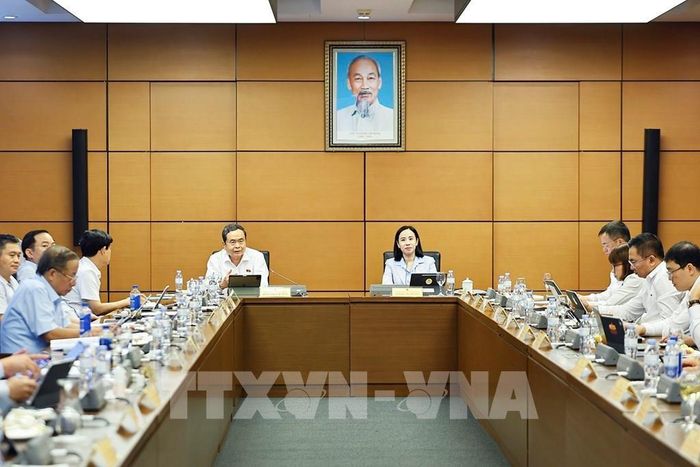 Chủ tịch Quốc hội Trần Thanh Mẫn, đại biểu Quốc hội Thành phố Hồ Chí Minh phát biểu. Ảnh: Doãn Tấn - TTXVN 