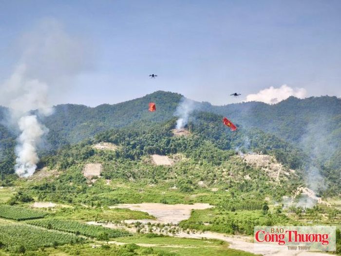 Trận địa bắn đạn thật tại bản Chiềng Đông, xã Thanh Yên, lần đầu tiên Điện Biên sử dụng UAV trong diễn tập KVPT tỉnh.