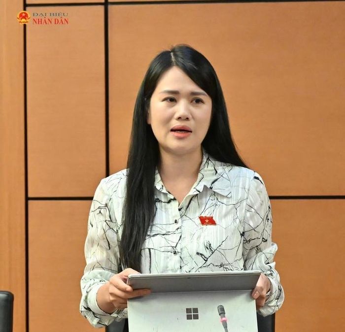 Đại biểu Vương Thị Hương, Đoàn đại biểu Quốc hội tỉnh Tuyên Quang phát biểu.