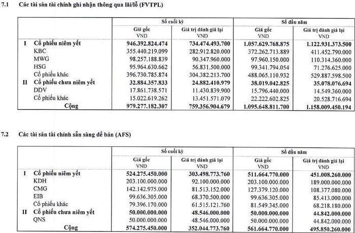 (Nguồn: Báo cáo tài chính riêng quý III của VDSC).