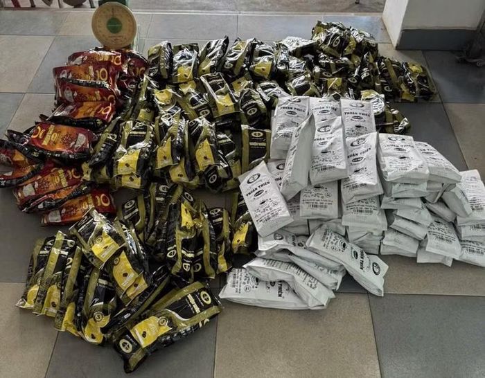 Lực lượng Công an thu giữ hơn 200 kg giả đã đóng bao bì. Ảnh: Hữu Độ
