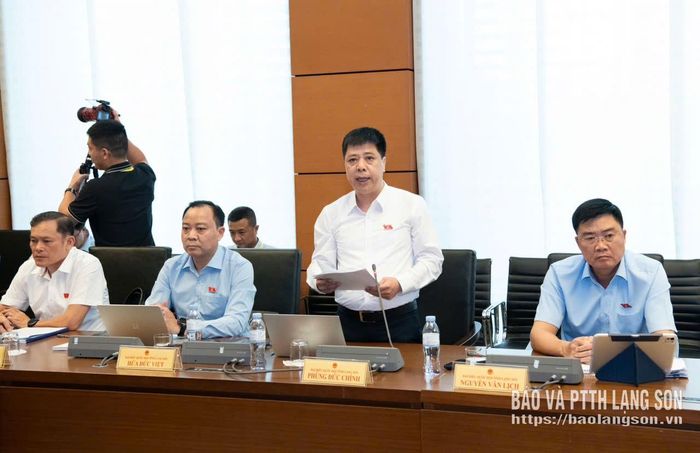 Đại biểu Phùng Đức Chính, Đoàn đại biểu Quốc hội tỉnh Lạng Sơn phát biểu thảo luận tại tổ