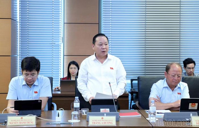 Đại biểu Tráng A Dương tham gia thảo luận tại tổ.