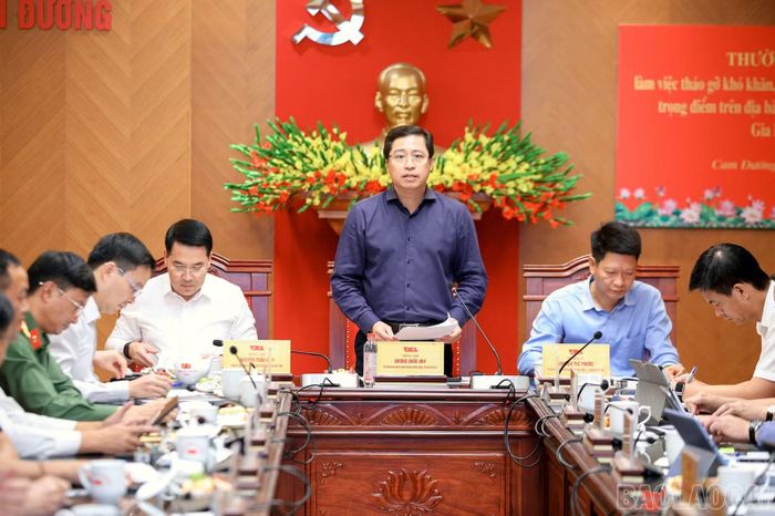 Bí thư Tỉnh ủy Dương Quốc Huy phát biểu kết luận buổi làm việc.