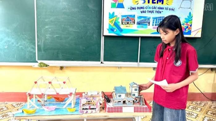 Học sinh Trường THCS Lê Hồng Phong tự tin thuyết trình sản phẩm STEM.